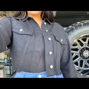 Black cropped jean jacket
